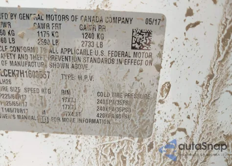 2017 Chevrolet Equinox Lt z USA, uszkodzony, nr VIN 2GNALCEK7H1603557